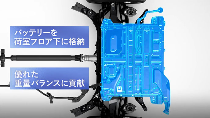荷室フロア下に配置した駆動用バッテリー
